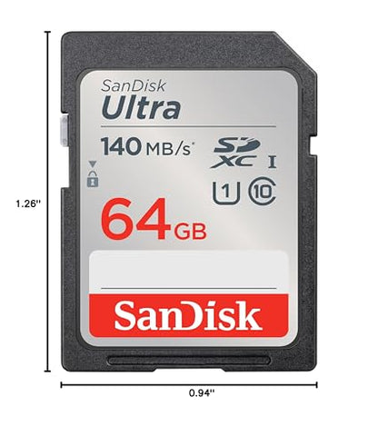 SanDisk 64GB Ultra SDXC UHS-I Memory Card - 64GB, 140MB/s Read Speed, Class 10, SD Card - SDSDUNB-064G-GN6IN