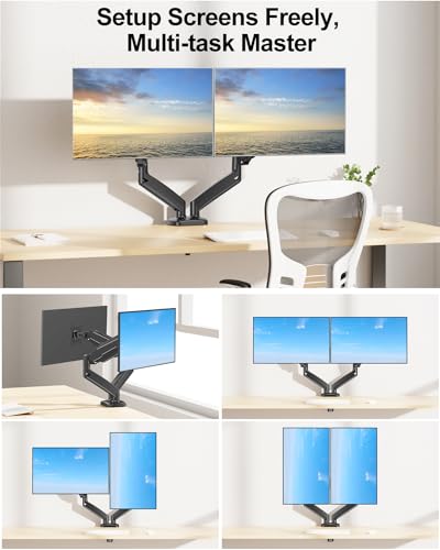 MOUNT PRO Dual Monitor Mount 13-32 Inches Tabletop Mount Articulating with Full Motion Arm