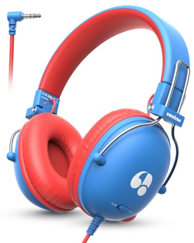 awatrue Kids Headphones HK05 Wired On-Ear Headphones for Ages 3-12 Featuring 74/85dB Volume Limiting