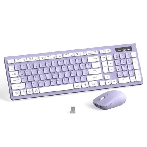 RECCAZR Wireless Keyboard and Mouse Combo, USB, Adjustable DPI, Membrane, Full-Size QWERTY