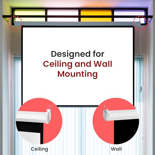 Pyle 72-Inch PRJSM7206.5 Manual Pull Down Projection Screen, Matte Finish, Ideal for Ceiling or Wall Mount