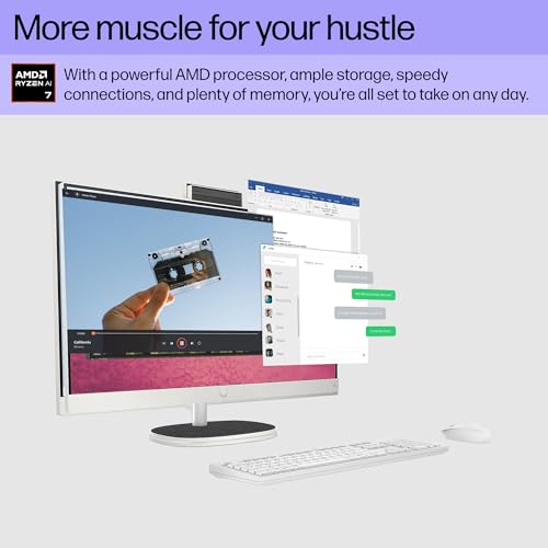 HP 27" All-in-One Touchscreen Desktop PC, Windows 11 Pro, 1920 x 1080, 8-Core AMD Ryzen AI 7 350, 32GB DDR5, 2TB SSD, AMD Radeon 860M, BT5.4, Wi-Fi 6