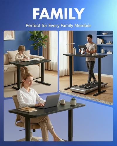 FLEXISPOT 48x24 MAH0002196 Electric Adjustable Desk, Rectangular, Modern Style, Black