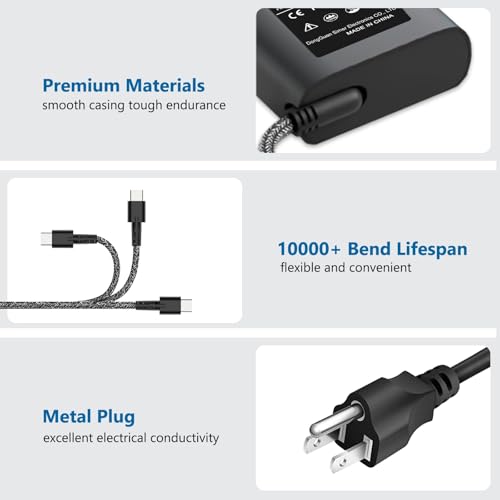 DJW 65W USB Type C Laptop Charger Model SM65CF-02 Input 100-240V Output 20V 3.25A
