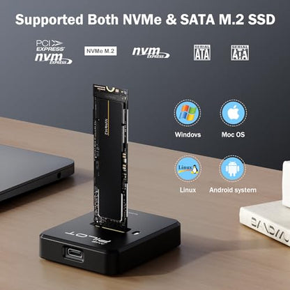AMZPILOT M.2 NVMe SATA to USB C Docking Station Pilot SD03 PCIe 3.0 USB 3.2 Gen 2 Enclosure