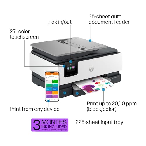 HP OfficeJet Pro 8135e All-in-One Printer, Color, 4800 x 1200 DPI, Automatic Duplex, Wireless