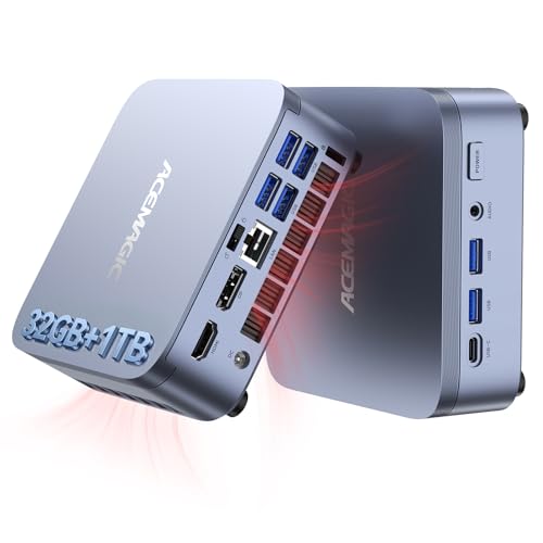 ACEMAGIC M5 Mini PC Windows 11 Pro Intel Core 14500HX 32GB DDR4 1TB SSD 4K Triple Display