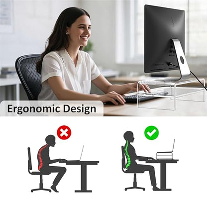 Egchi Clear Acrylic Dual Monitor Stand Riser YKL2 5.12 Inches High for Desktop