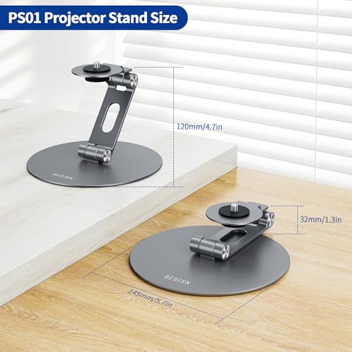 BESIGN PS01 Tripod Projector Stand 1/4 inch Mounting Screw Gray Metal