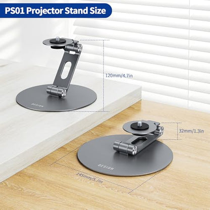 BESIGN PS01 Tripod Projector Stand 1/4 inch Mounting Screw Gray Metal
