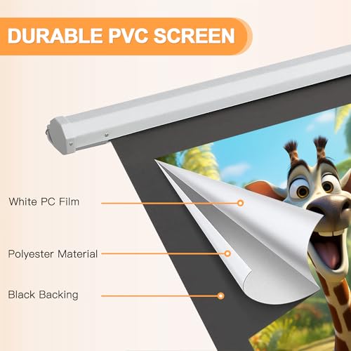 YODOLLA 150" Motorized Projector Screen 16:9 4K HD