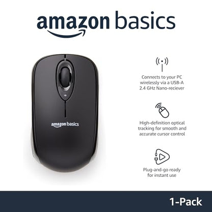 Amazon Basics MGR0975 2.4 GHz Wireless Optical Mouse USB Connectivity Black