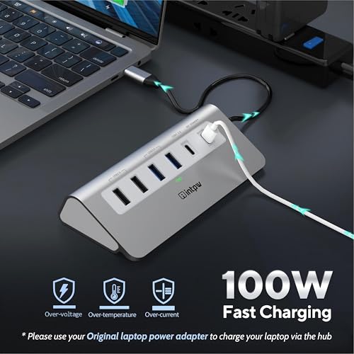 intpw 9-Port P9 USB C Hub Multiport Adapter with HDMI 4K@60Hz, 5Gbps USB 3.0, USB 2.0, SD/TF Card Reader, 100W PD, Aluminum Housing