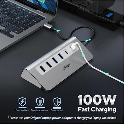 intpw 9-Port P9 USB C Hub Multiport Adapter with HDMI 4K@60Hz, 5Gbps USB 3.0, USB 2.0, SD/TF Card Reader, 100W PD, Aluminum Housing