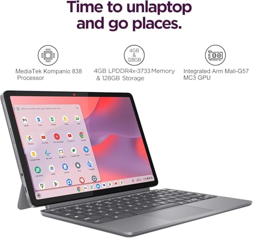 Lenovo Chromebook Duet 11" 1920 x 1200 Touchscreen 8-Core MediaTek Kompanio 838 4GB 128GB Storage Convertible Laptop