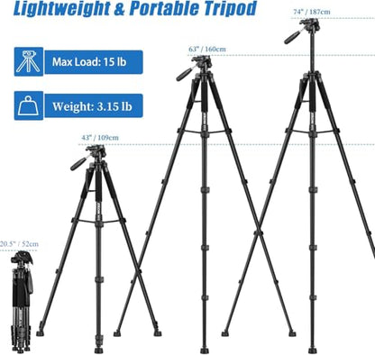 JOILCAN 74" AH75 Tripod, Professional Photography Stand