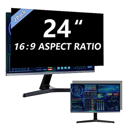 Halloive 24 Inch HH-TYFK24-2pack 16:9 Widescreen Removable Anti-Glare Privacy Filter