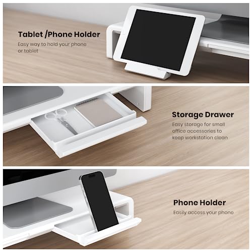 Klearlook 1 Count KLMSTANDW Adjustable Monitor Stand Riser