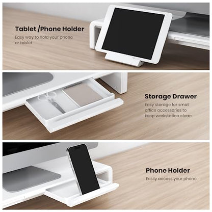 Klearlook 1 Count KLMSTANDW Adjustable Monitor Stand Riser