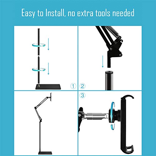 Elekpopu Tablet Floor Stand HVF235 Adjustable Arm Universal Holder