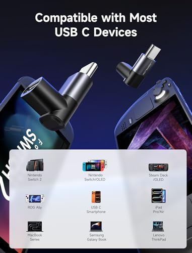 JSAUX 90 Degree Type-C Adapter DD0008 100W 5A 40Gbps Adapter Grey