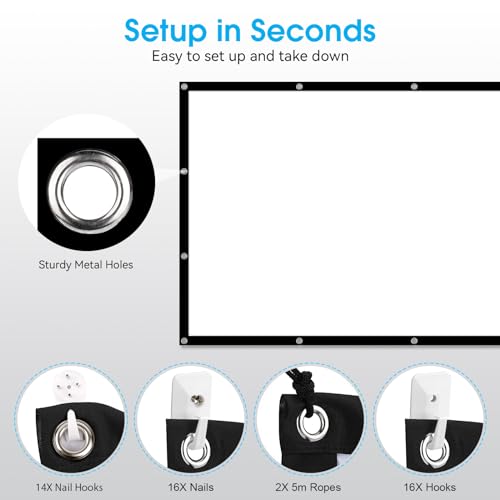 Frocopo 100 Inch Projection Screen Model Number 100 inch Projector Screen Wall Mount Manual 160° Viewing Angle