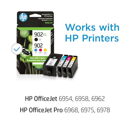 HP 902XL Black/Cyan/Magenta/Yellow Ink Cartridge | T0A39AN | Compatible with HP OfficeJet Pro Printers