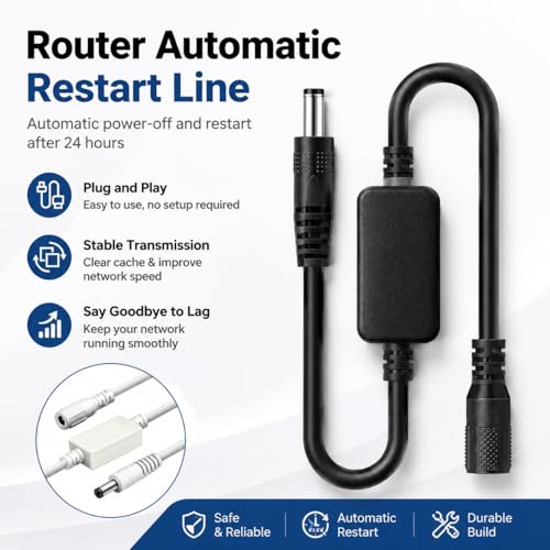 Generic 2.0 Count DC5521 Router Rebooter Automatic Restart Cable with 24-Hour Smart Timer