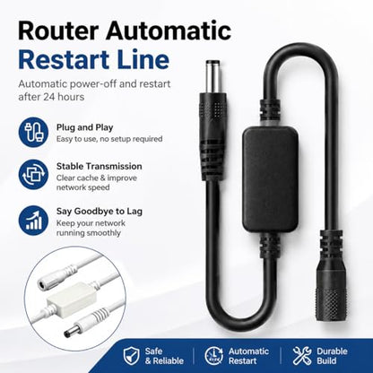 Generic 2.0 Count DC5521 Router Rebooter Automatic Restart Cable with 24-Hour Smart Timer