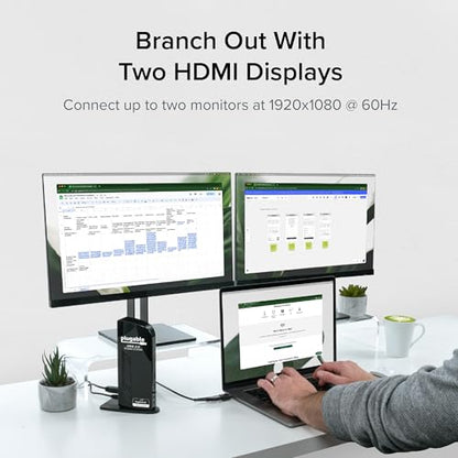 Plugable Universal Docking Station UD-3900, Supports Dual HDMI 1920x1200@60Hz, USB 3.0, Gigabit Ethernet, 6 USB Ports
