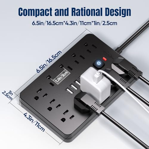 JouleLoom 6FT Power Strip TT-PS11 11 AC Outlets 6 USB Ports Surge Protection