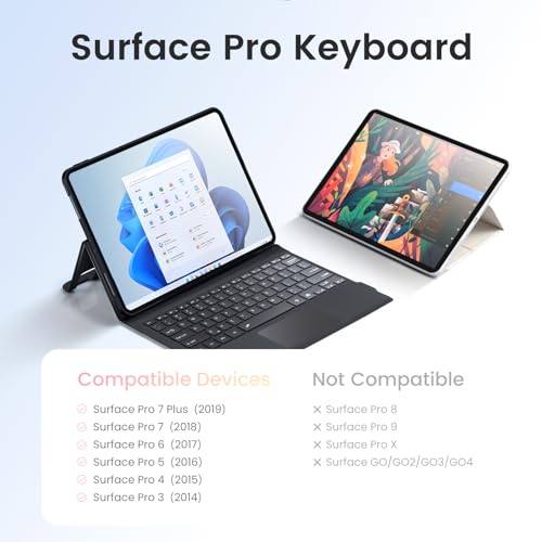 Sunnymark SF-1089A-C Black QWERTY Wireless Keyboard for Microsoft Surface Pro - Bluetooth - Battery Powered - Lightweight - Plastic Enclosure