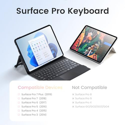 Sunnymark SF-1089A-C Black QWERTY Wireless Keyboard for Microsoft Surface Pro - Bluetooth - Battery Powered - Lightweight - Plastic Enclosure
