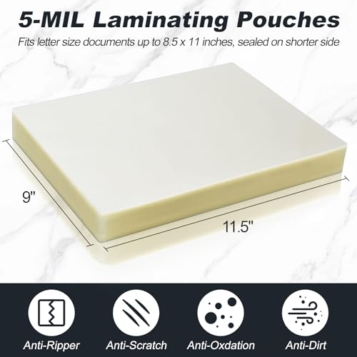 PAPRMA 5 Mil Thermal Laminating Sheets 30 Count 9" x 11.5" for 8.5" x 11" Documents
