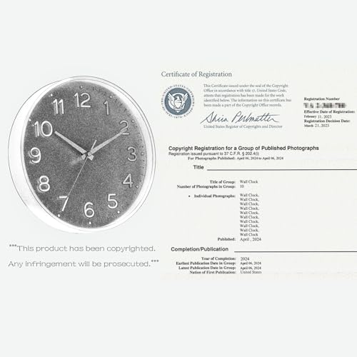 Roymnie 8 Inch Roymnie467 Analog Silent Clock Wall Mount Battery Powered Indoor