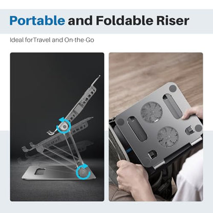YICOSUN 10-16 Inch Portable Laptop Stand Adjustable Height Aluminum Alloy Gray