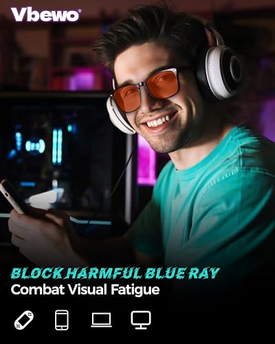 Vbewo 2 Count LD001 Full Rim Amber Blue Light Blocking Eyewear