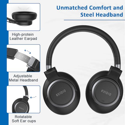 KVIDIO 70 Hours WH304A Bluetooth Active Noise Cancelling Headphones Over Ear Wireless