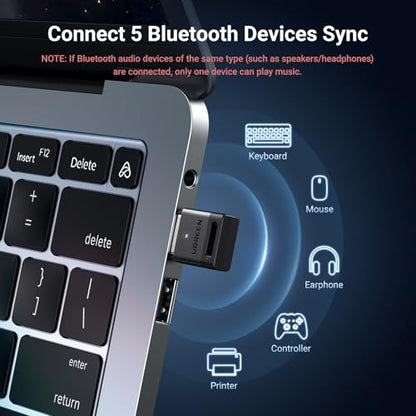 UGREEN USB Bluetooth 5.3 Adapter 1.2" x 0.63" x 0.27" 0.02 kg 5 Devices Connectivity