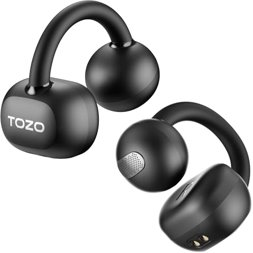 TOZO Black T13064 OpenEarRing Wireless Earbuds with Bluetooth 5.4 and 40 Hours Playtime
