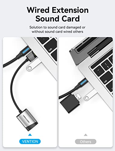 VENTION 45 Grams CDKHB USB 2.0 Stereo External Sound Card with 5.1 Surround Sound Support for Linux, Windows 10, PlayStation 4