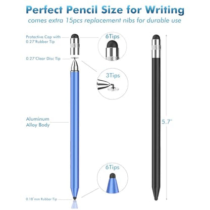 STYLUSLINK 3-in-1 Fiber Stylus Pen with Rubber Disc, Compatible with iPhone, iPad, Android and All Touchscreens