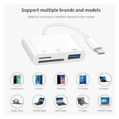 MBODMI 3 in 1 SD Card Reader USB Type C Adapter, for iPhone/Mac, Supports SD/MicroSD, USB A Connection