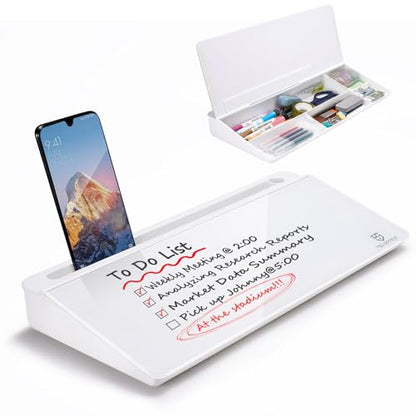 TSJ OFFICE 15.8" x 7.1" TSJWB1806W Frameless Glass Desktop Whiteboard