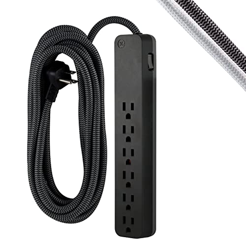 GE 6-Outlet Surge Protector with 20 Ft Braided Extension Cord, 240 Volts, 840 Joules Surge Rating, Model 62943