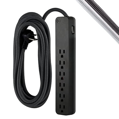GE 6-Outlet Surge Protector with 20 Ft Braided Extension Cord, 240 Volts, 840 Joules Surge Rating, Model 62943
