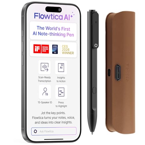 Flowtica Ultra-Slim Stereo Voice Recorder FSC1S/A-1, Bluetooth, 32GB Storage, 100 Hours Recording Time, 1.22 Ounces
