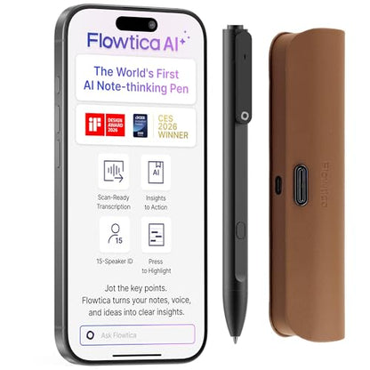 Flowtica Ultra-Slim Stereo Voice Recorder FSC1S/A-1, Bluetooth, 32GB Storage, 100 Hours Recording Time, 1.22 Ounces