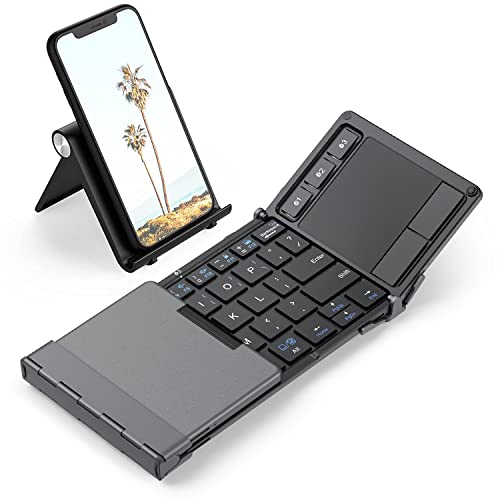 iClever 65-Key IC-BK08 Bluetooth Keyboard, Portable Foldable Design, Touchpad, Multi-Device Connectivity