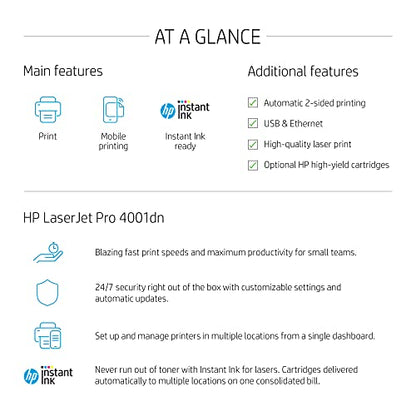 HP LaserJet Pro 4001dn Monochrome Laser Printer 1200 x 1200 dpi
